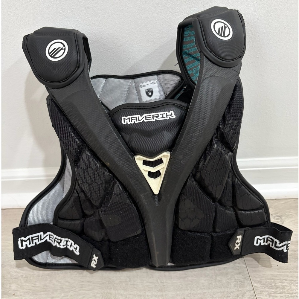 Maverik RX Lacrosse Shoulder Chest Pads Youth Small Black Protective Gear Lax‎